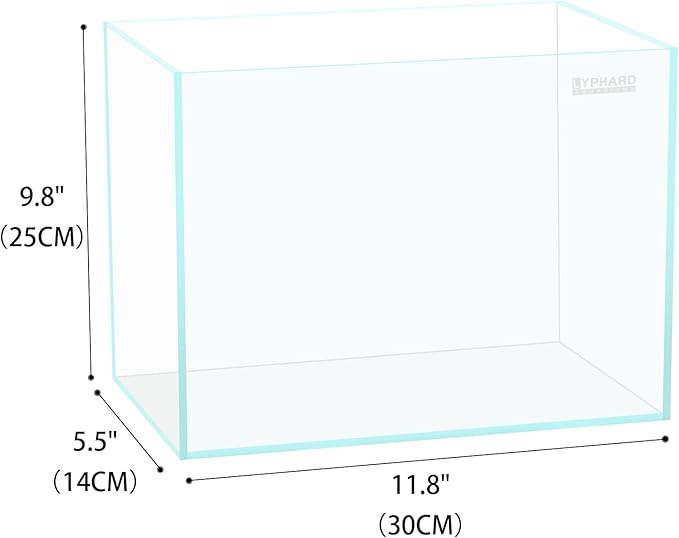 2.5 Gallon Rimless Aquarium Tank, Ultra Clear Low Iron Nano Fish Tank for Betta Shrimp, L11.8×W5.5×H9.8 Glass Thickness 5mm with EVA Foam Leveling Mat-PawvioPets