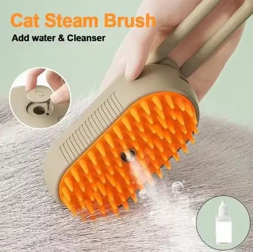 3-in-1 Cat Grooming Brush – Water Spray & Self-Cleaning Shedding Brush for Cats & Dogs – Pet Hair Removal & Massage Comb for Long & Short Hair (White). (White)-PawvioPets