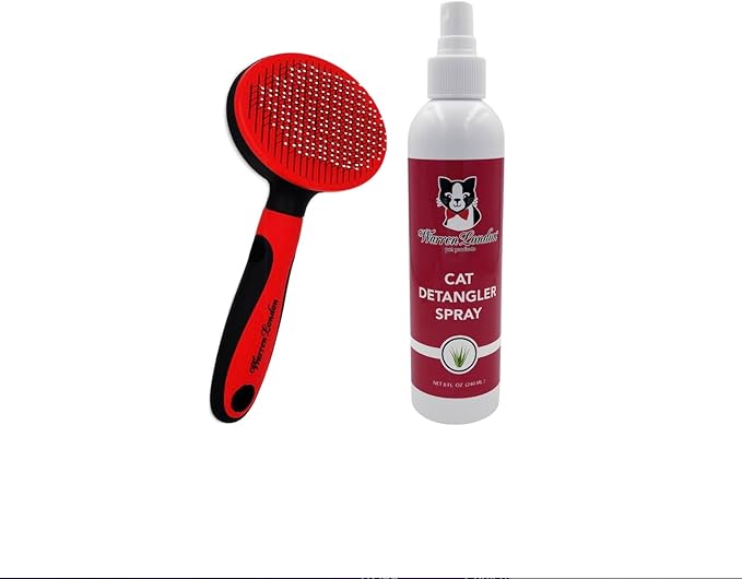 Warren London Cat Detangler Spray Bundle with Pin Brush for Matted Hair | Leave in Conditioner Pet Detangling Spray That Demattes & Refreshes | 8oz w/Pin Brush-PawvioPets