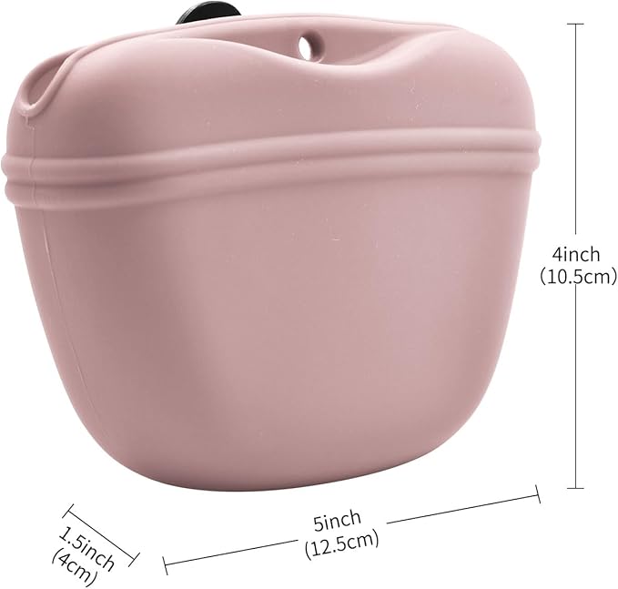 AUDWUD Silicone Dog Treat Pouch,With Dog Training Clicker,Clip on Portable Training Container,Convenient Magnetic Buckle Closing and Waist Clip-PawvioPets