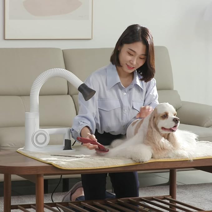 DUZ V3 Professional Quality Pet Dryer: 2-in-1 Portable & Hands-Free Grooming, Low-Noise & Stress-Free Drying, Multi Speed & Temperature, Comfortable for All Dogs and Cats-PawvioPets