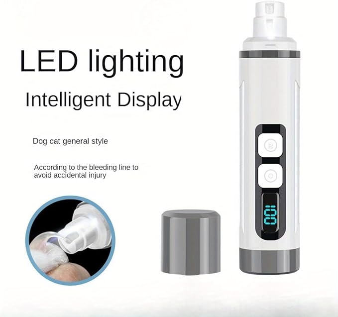 Dog Nail Grinder Quiet-2025 Release Ultra-Quiet Dog & Cat Nail Grinder with LED Light & Battery Display - Painless Nail Trimmer for Small to Large Pets, Thick Nails, and Sensitive Paws-PawvioPets