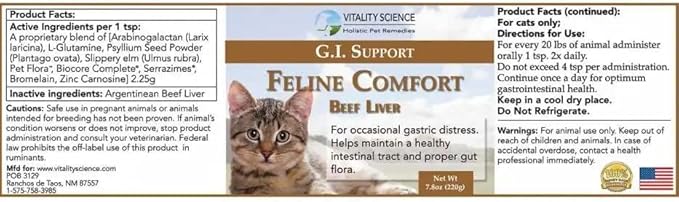 Feline Comfort for Cats | Maintains a Healthy Intestinal Tract and Proper Gut Flora | Restores Gastric Stability | for Vomiting and Diarrhea | 100% Additive Free (Beef, 220g)-PawvioPets