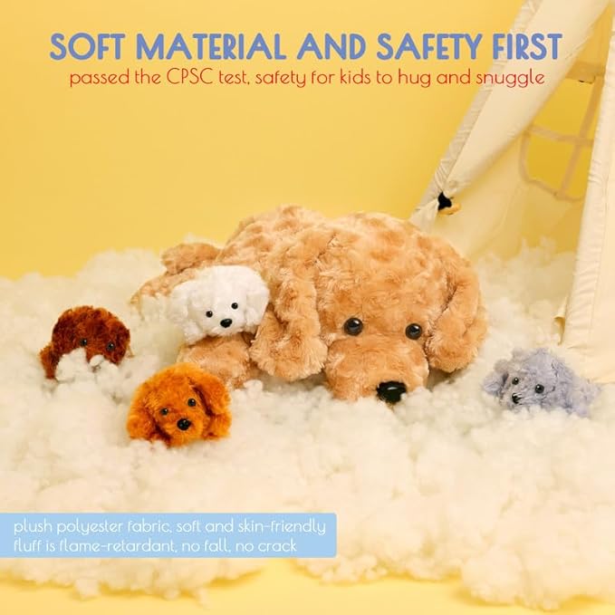 5 Pieces Dog Stuffed Animals for Girls,1 Mommy Dog with 4 Babies,Puppy Stuffed Animals Gifts for Girls 3 4 5 6 7 8 9 Years,Soft Plush Toys for Kids Christmas,Valentine's,Birthday,Children's Day-PawvioPets