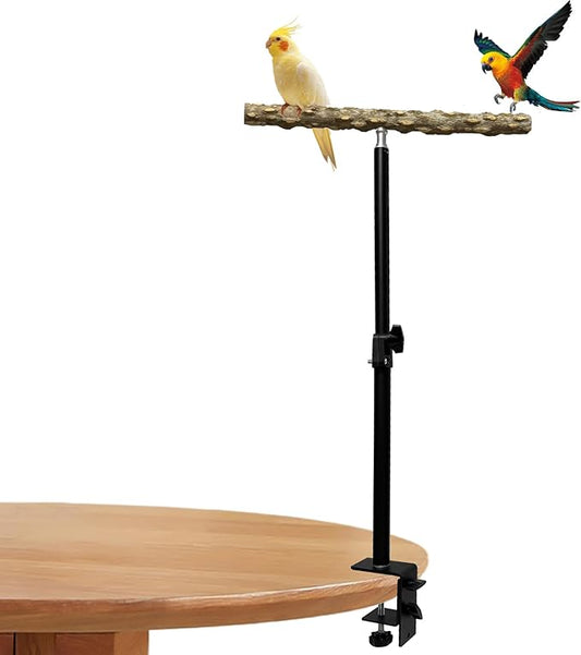13-23 Inch Height Adjustable Desktop Bird Perch Pepper Wood Bird Training Perch Stand Parakeet Perches Indoor and Outdoor Parrot Stands for Small to Medium Bird-PawvioPets