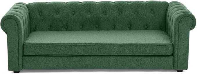 Dog Sofa Couch for Medium to Large Dogs, 55" Memory Foam Pet Sofa Couch with Washable Fabric, Durable Elevated Dog Bed with Legs, Removable Cushion for Medium and Large Dogs, Green-PawvioPets