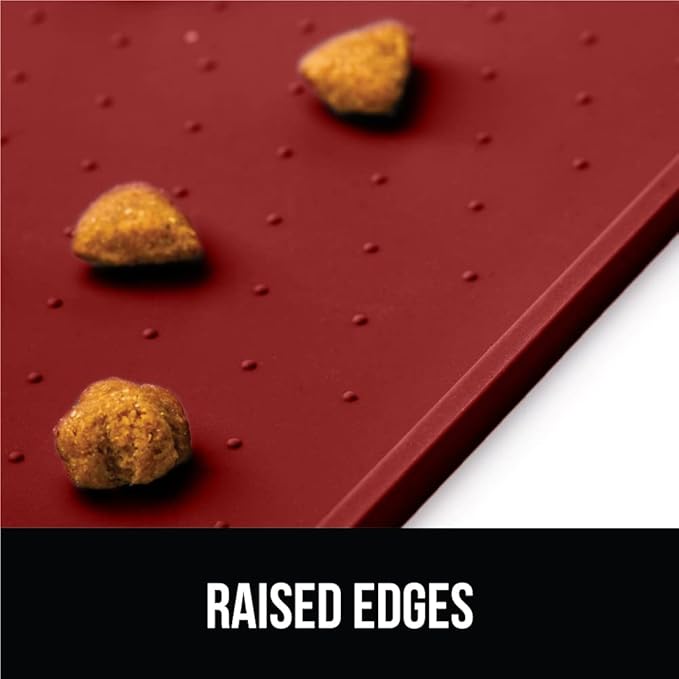 GORILLA GRIP 100% Waterproof Raised Edge BPA Free Silicone Pet Feeding Mat, Dog Cat Food Mats Contain Spills Protects Floors, Placemats for Cats and Dogs Water Bowl, Pets Accessories 23x15 Red-PawvioPets