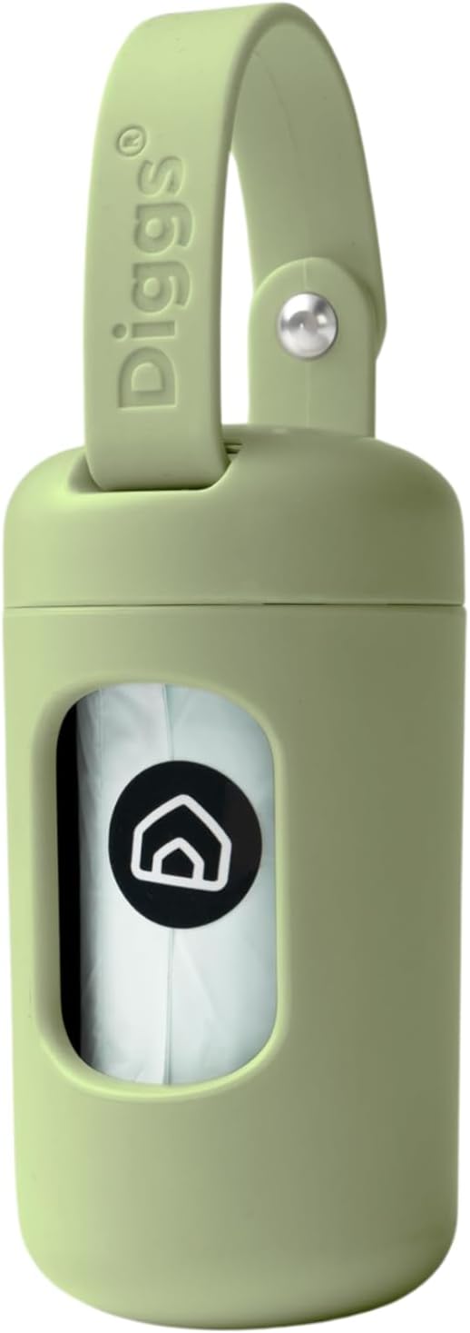 DIGGS Dog Poop Bag Dispenser for Leash - Premium Dog Waste Bag Holder with Easy One-Hand Dispensing (Sage)-PawvioPets