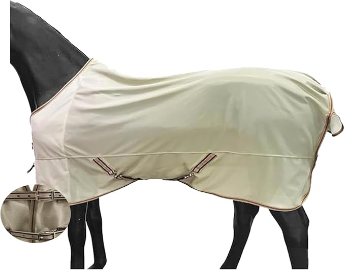 BARN & STABLE Breathable and UV Protective Tear-Resistant Mesh Horse Fly Sheet Comfy Equine Summer Sheet with Removable Web Leg Straps-PawvioPets