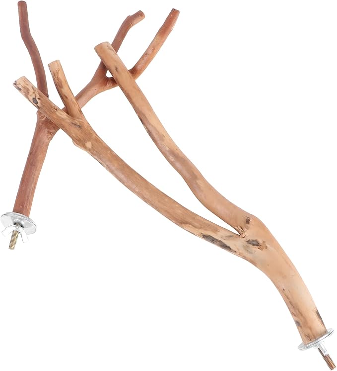 2pcs Bird Parrot Perch Stand Poles, Natural Wooden Parrot Perch for Cage, Branches Fork Rod for Small Parakeets Cockatiels Conure Lovebirds Bird Cage Accessories-PawvioPets