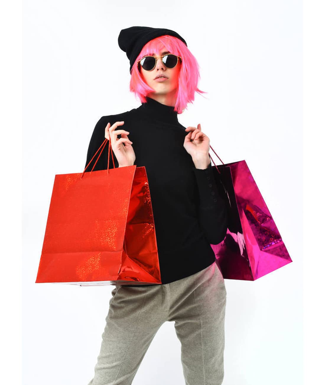 9 Pieces Colorful Bob Wig, 12" Straight with Flat Bangs, Bubble Gum Series Colored Party Wigs, Wigs for Women of Bachelorette Party Favors, Come with Extra Heart Bachelorette Sunglasses