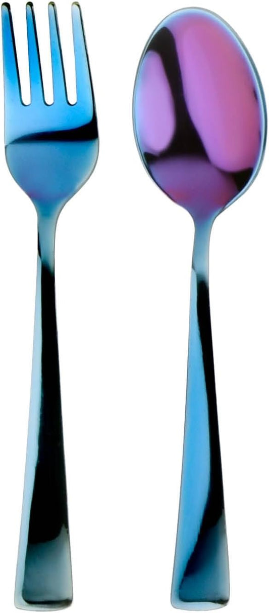 Ahimsa Stainless Steel Kids Utensils - Kids Fork and Spoon Set, Pediatrician Designed Toddler Utensils, 100% BPA Free & Dishwasher Safe (Iridescent Blue)-PawvioPets