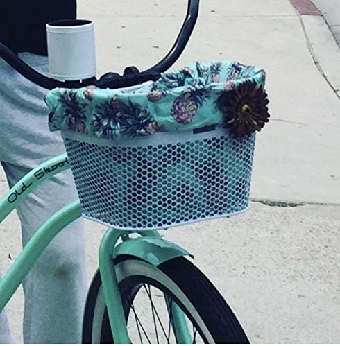 Cruiser Candy Bike Basket Liner Waterproof, Universal Fit for Most Bike Baskets, Stylish 2in1Tote, Bike Basket Cover, EBiKE Front Wire Or Wicker Bike Baskets Fits Up to 15x12x10-PawvioPets