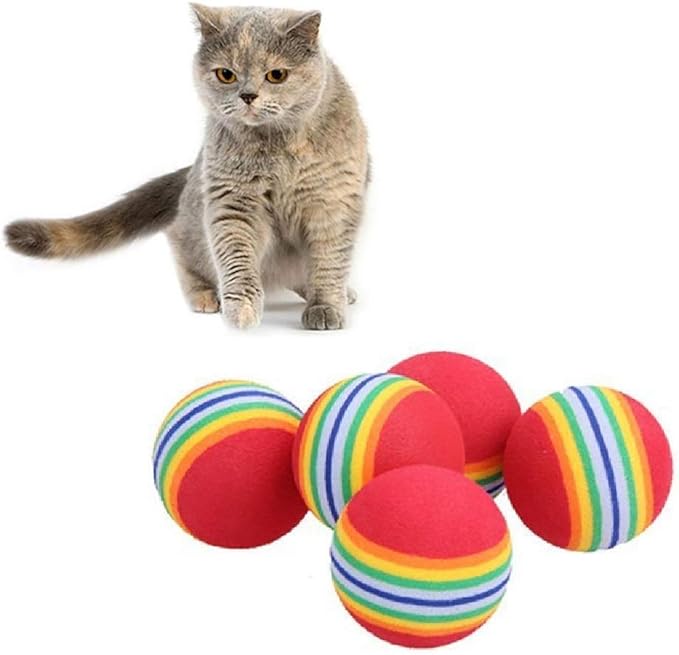 Colorful Soft Foam Rainbow Play Balls for Pet Dog and Cat Toys (12)-PawvioPets