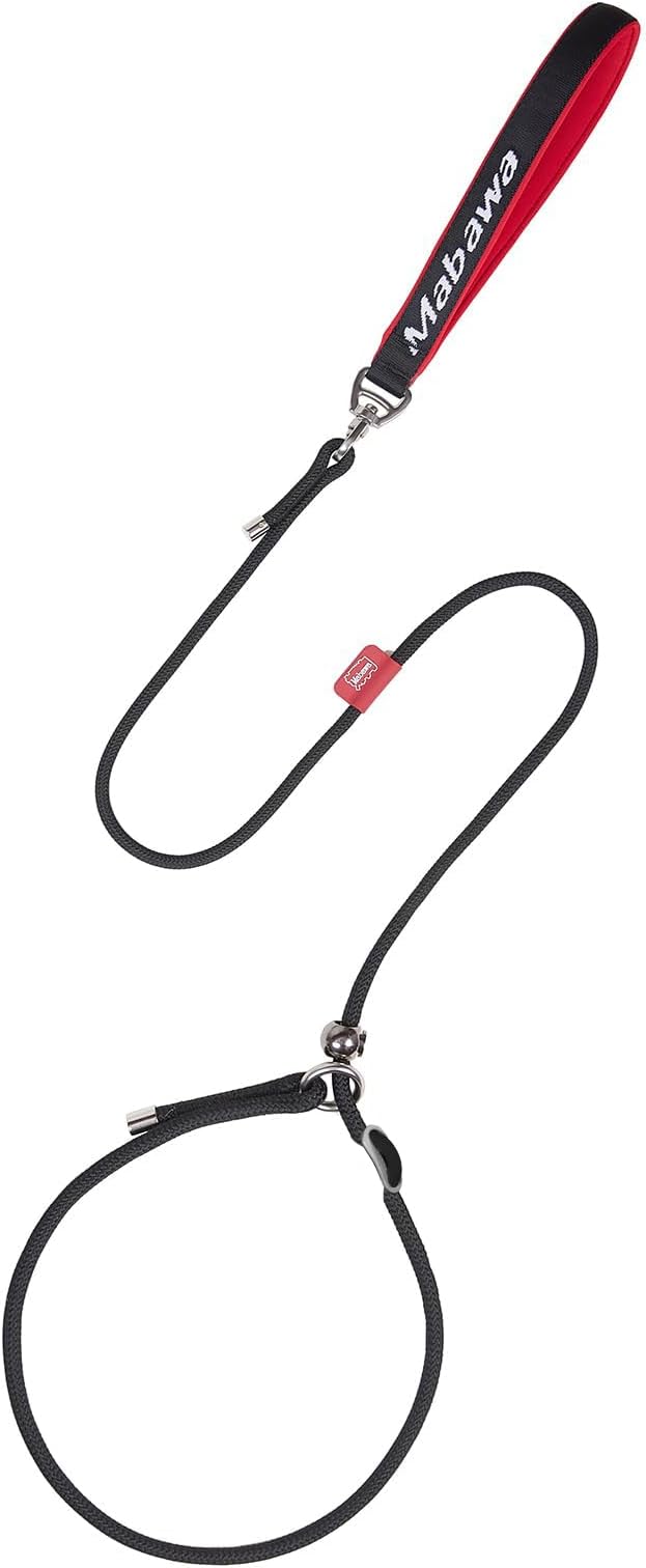 Dog Anti-Slip Leash 5FT with Metal Stopper - Durable No-Pull Training Lead for Small, Medium & Large Dogs - Comfortable Handle Nylon Rope, Tangle-Free Pet Walking Leash (Black, 5.6FT)-PawvioPets