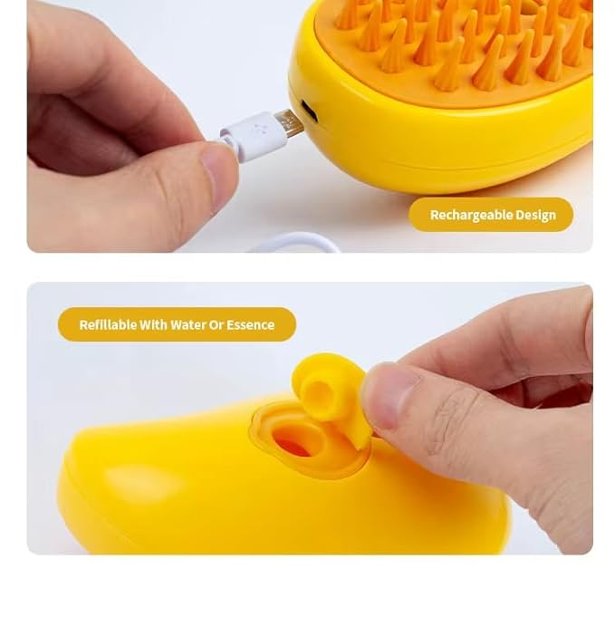 3-in-1 Rechargeable Pet Hair Brush: Massager, Steamy Comb & Self-Cleaning Mist Spray for Cats & Dogs-PawvioPets