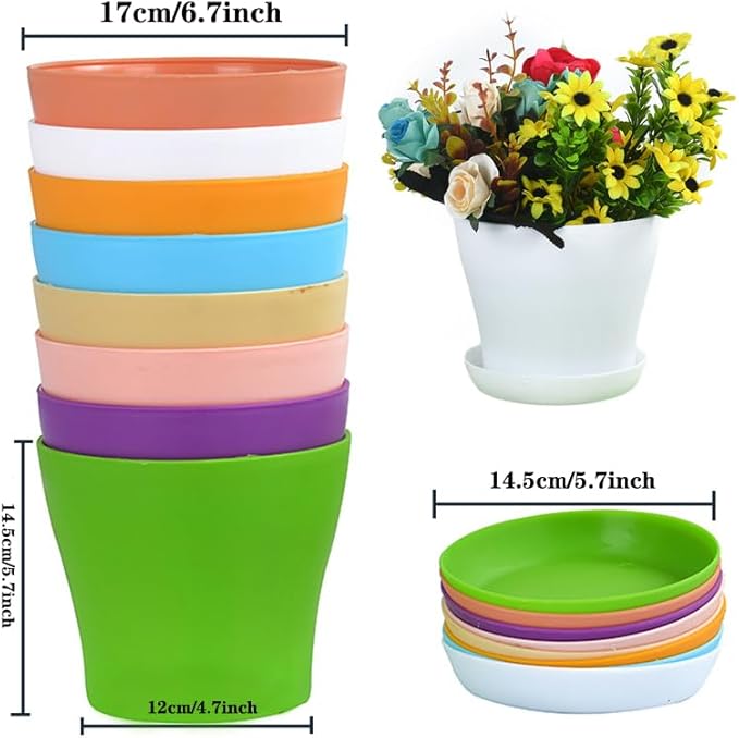 20 Pack 7 Inch Plant Pots Bulk Small Plastic Planters Pots with Drainage Holes Flower Pot for Succulent, Cactus, Herb, African Violet-PawvioPets