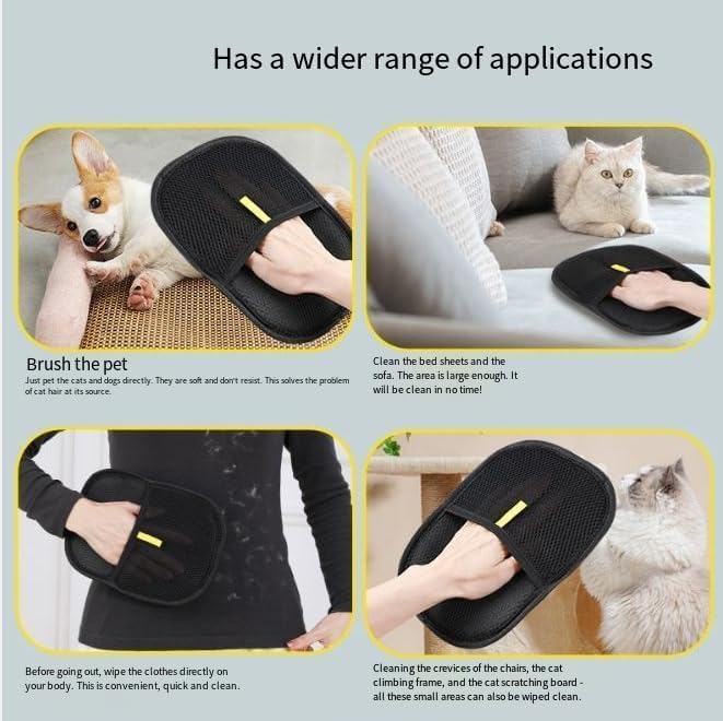 3pcs Glove for Pet Hair Removal, Efficient Grooming for Pet Hair, Cats & Dogs Grooming for Hair Removal-PawvioPets