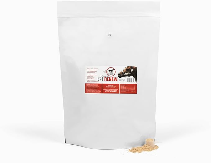 GI Renew, Probiotics for Equine, Immune and Appetite Stimulation, Prebiotics, Digestive Enzymes | Horse Supplement Providing Ulcer Relief and Organic Toxin Binder, 5 LB Pouch-PawvioPets