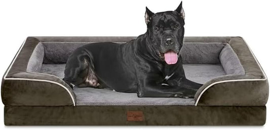 Comfort Expression XXL Orthopedic Dog Bed for Extra Large Dogs, Waterproof Orthopedic Foam Dogs Beds, Washable Dog Sofa Bed with Non-Slip Bottom & Removable Cover(XX-Large,Dark Green)-PawvioPets
