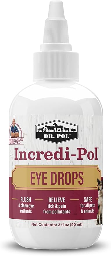 Dr. Pol Incredi-Pol Eye Drops for Dogs, Cats, and All Animals - Dog Eye Drops to Flush and Clean Away Eye Irritants - Gentle Care and Soothing Relief for Eye Discomfort - 3 Fluid Ounces-PawvioPets
