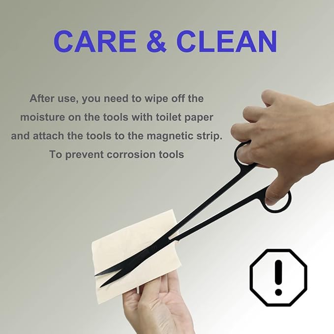 4Pcs Aquascaping Tools Kit, Long Stainless Steel Aquarium Plant Tools with Black Anti-rust Coating, Aquarium Tweezers, Scissors, and Scrapers for Aquascaping Cleaning（Magnetic Tool Holder）-PawvioPets