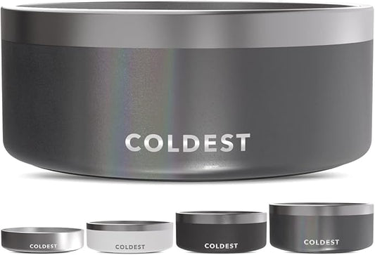 Coldest Dog Bowl - Anti Rust Metal, Non Slip, 3 Layers Insulated Stainless Steel Dog Bowls - Spill Proof & Heavy Duty - Water Bowl for Dogs, Cats & Pets, Dish Washer Safe (100 oz,Stardust Glitter)-PawvioPets