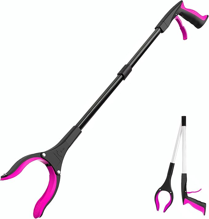 Grabber Reacher Tool - 32” Extra Long Foldable Gripper and Reaching Tool - Heavy Duty Pick Up Stick Grabbers for Seniors, Trash, Surgery Recovery Must Haves Gifts (Black Purple)-PawvioPets