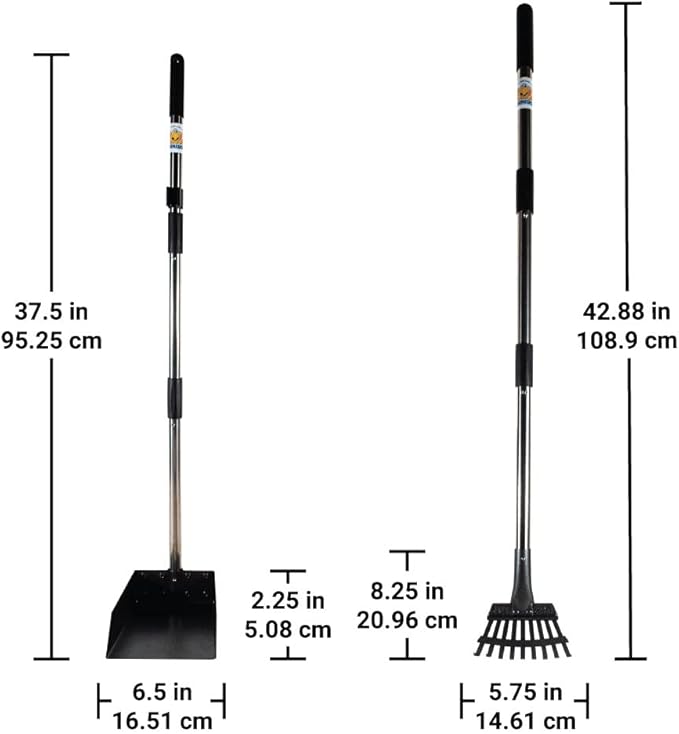 Bodhi Dog Pooper Scooper for Small to Large Dogs - Heavy Duty Metal Long Handle Tray & Rake Poop Scoop - Durable, Rust-Resistant, Great for Grass, Streets, Gravel & Outdoor Cleanups-PawvioPets