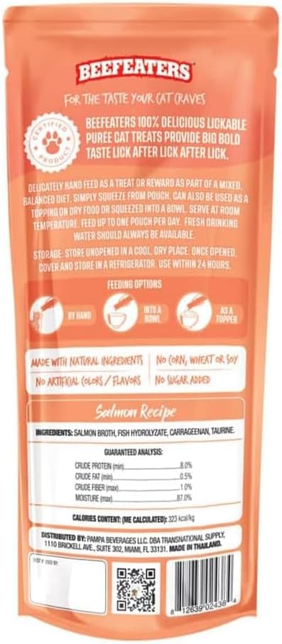 Beefeaters Cat Treats Lickable Puree 1.59oz (12-Pack) – Chicken, Grain-Free, Taurine-Enriched, Ideal for Training & Interactive Feeding-PawvioPets