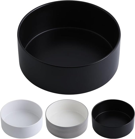 Black Dog Bowl Ceramic for Medium Large Breed,Dog Food Water Dish Heavy Weighted, Non Slip Porcelain Extra Large Big 9.4 in Pet Bowl-PawvioPets