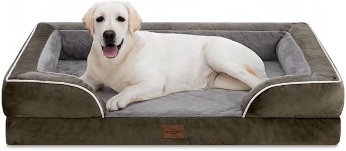 Comfort Expression Jumbo Breed Dog Bed, Large Dog Bed for Extra Large Dogs, Waterproof Orthopedic Dogs Beds, PV Washable Sofa Beds with Removable Cover & Non-Slip Bottom(Jumbo,Dark Green)-PawvioPets