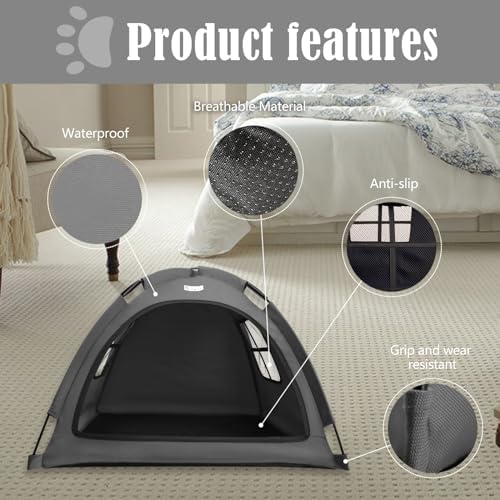 Cat and Dog Outdoor Waterproof Tent House - Indoor/Outdoor Cave Nest Bed for Small Dogs, Cats, Bunnies - Washable (Gray, Small)-PawvioPets