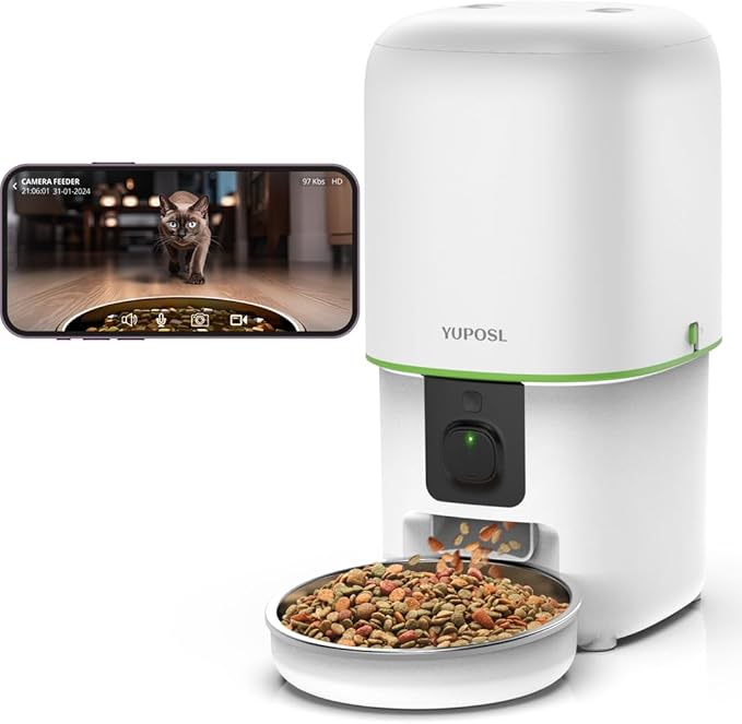 Automatic Cat Feeder with Camera - 5G WiFi Auto Cat Food Dispenser, 1080P HD Video with Night Vision, 1-15 Meals, 1-99 Portions, 2-Way Audio, Keeps Food Fresh, 4L Timed Pet Feeder Also for Dogs-PawvioPets