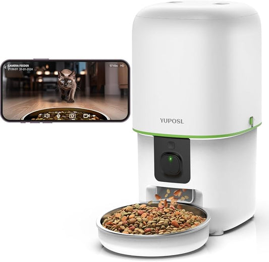Automatic Cat Feeder with Camera - 5G WiFi Auto Cat Food Dispenser, 1080P HD Video with Night Vision, 1-15 Meals, 1-99 Portions, 2-Way Audio, Keeps Food Fresh, 4L Timed Pet Feeder Also for Dogs-PawvioPets