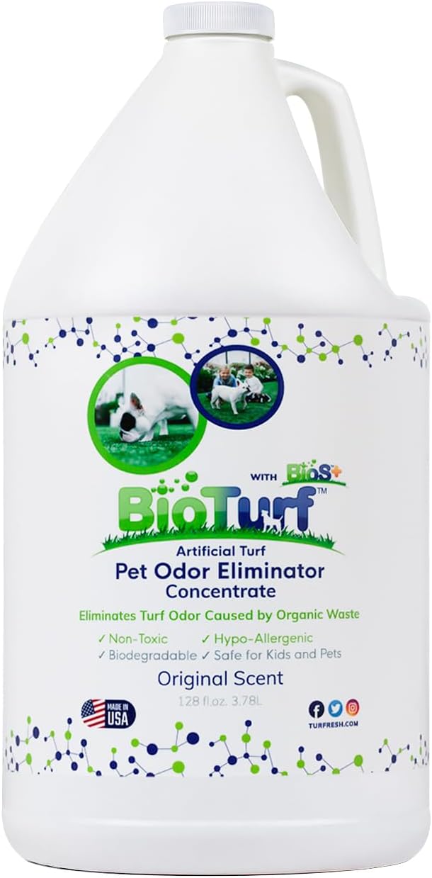 BioS+ Odor Eliminator Concentrate – Artificial Turf Cleaner for Pet Urine Outdoor & Yard Deodorizer for Dog Urine and Waste – Enzyme Formula, Safe for Pets, Kids & Plants – 1 Gallon-PawvioPets