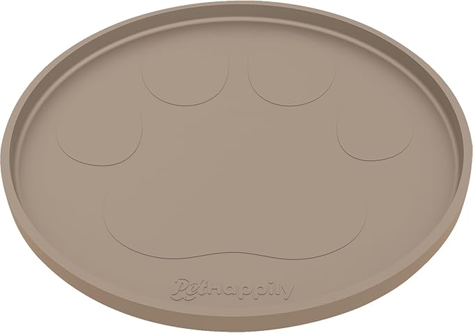 Dog Food Mat Round 10" - Raised Edges Dogs Mat for Food and Water Prevent Spill, Waterproof Cat Food Mats Protect Floors, Easy Clean Dog Bowl Mats for Food and Water, Silicone Pet Feeding Placemats-PawvioPets