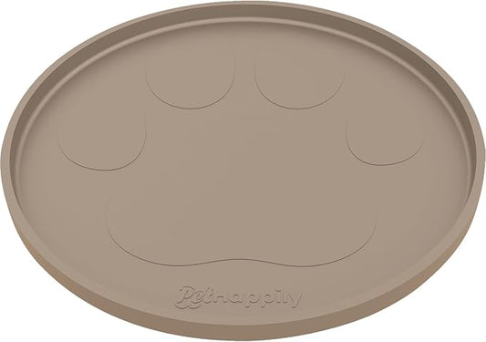 Dog Food Mat Round 10" - Raised Edges Dogs Mat for Food and Water Prevent Spill, Waterproof Cat Food Mats Protect Floors, Easy Clean Dog Bowl Mats for Food and Water, Silicone Pet Feeding Placemats-PawvioPets