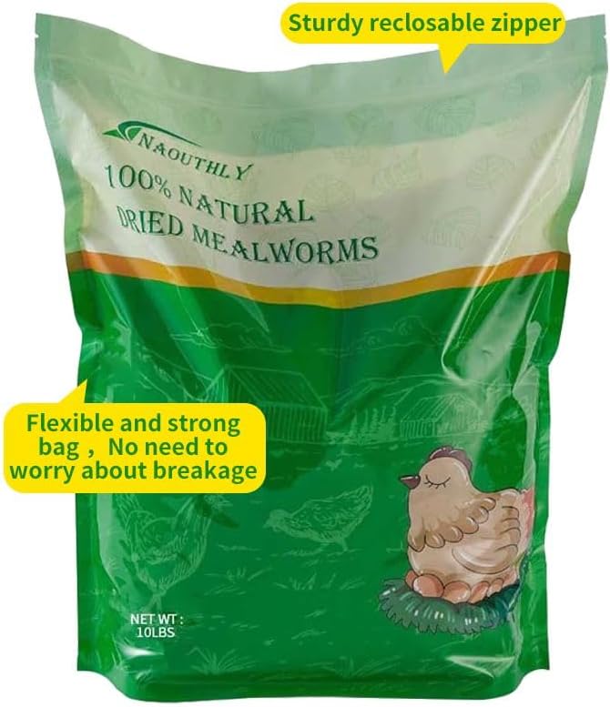 10lbs Dried Mealworms - Premium Non-GMO Chicken Feed, Nutritious High Protein Meal Worms- Food and Treats for Laying Hens, Wild Birds, Ducks, Chicken-PawvioPets