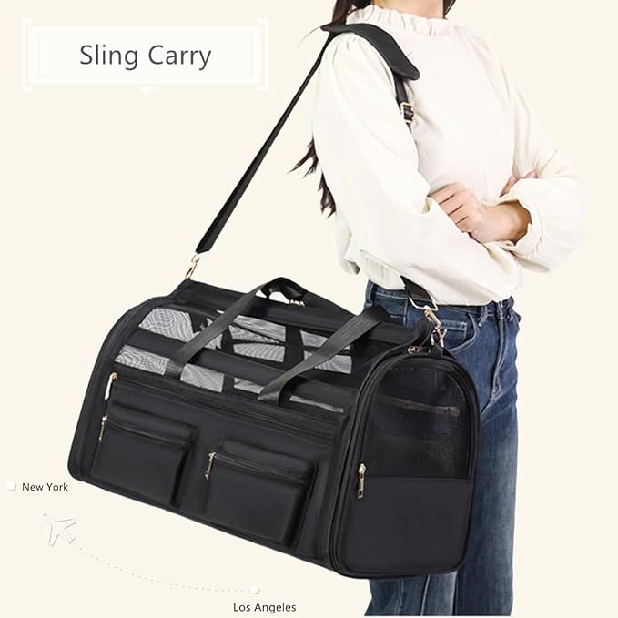 Cat Carrier Bag,Soft Sided Ventilated Pet Carrier for Small Dog Airline Approved Travel Puppy Carrier with Breathable Mesh, Foldable Portable for Outdoor Car-PawvioPets