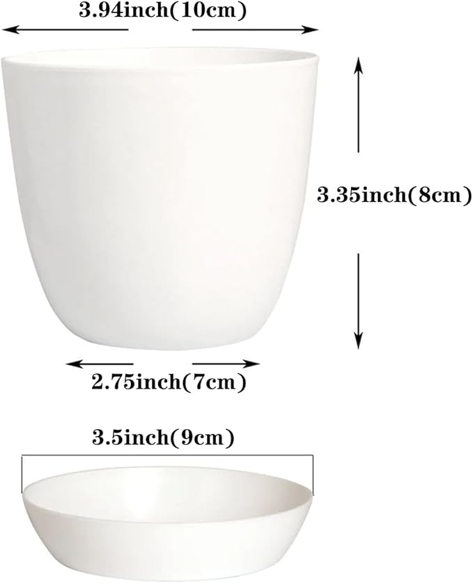 50 Pack 4 Inch Plant Pots Bulk Small Plastic Planters Pots with Drainage Holes Flower Pot for Succulent, Cactus, Herb, African Violet (50pcs-White, 4Inches)-PawvioPets