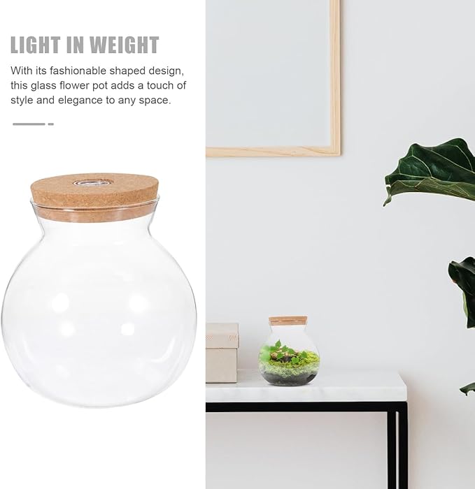 Fish Bowl with LED Light - Small Betta Fish Tank with LED Lighting and Lid Glass Fish Bowl Small Aquarium for DIY Landscape-PawvioPets