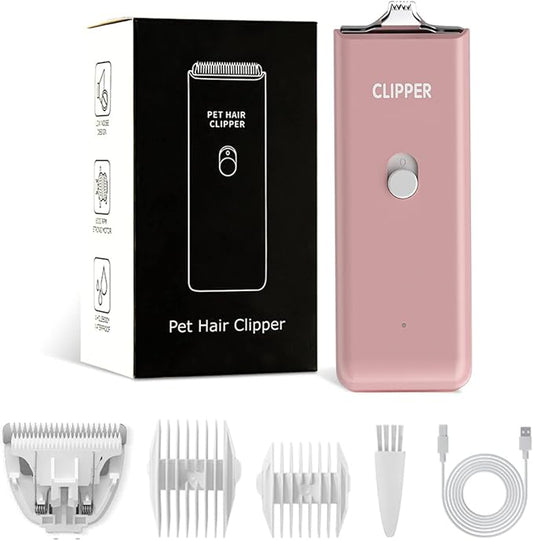 Feet Hair Trimmer, Dog Clippers,Quiet Washable USB Rechargeable Cordless Dog Grooming Kit,Electric Pets Hair Trimmers Shaver Shears for Dogs and Cats Pink-PawvioPets