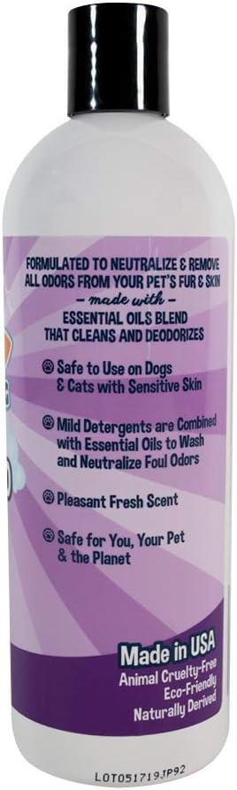 Bodhi Dog Skunk Shampoo - Odor Remover with Essential Oils for Dogs & Cats - Cleans, Deodorizes & Eliminates Skunk Smell - Gentle on Skin & Suitable for Pets of All Sizes - Made in USA (16 Fl Oz)-PawvioPets