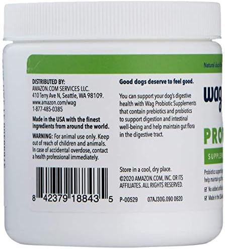 Amazon Brand - Wag Probiotic Supplement Daily Chews for Dogs, Supports Digestion and Gut Health, Natural Duck Flavor, 90 count-PawvioPets