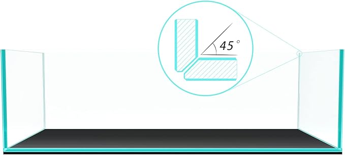 Fzone 9Gal Sharrow Rimless Low Iron Fish Tank Nova Clear Ultra-White 45° Mitered Edges Translucent Glass Anata Series Aquarium w/Black Foam Leveling Mat-PawvioPets