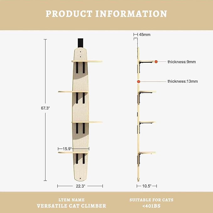 Door Hanging Cat Shelf, Multi Level Door Hanging Cat, Cat Tree Door Hanger Mounted Cat Shelves Cat Ladder, 4-Levels Over Door Cat Climber for Indoor Cats-PawvioPets