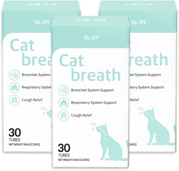 Dr.by Cat Breath Bronchial Supplements Cat Sneezing Treatment Asthma Cold Cough Nose Relief Respiratory&Immune Support with TF-343-30 lickable Formula Individually Packaged, Chicken (3 Packs (25.5OZ))-PawvioPets