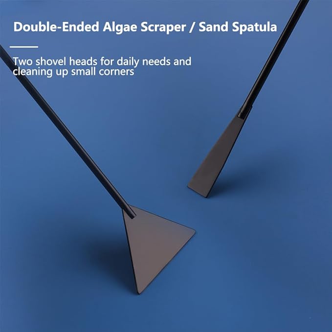 7-in-1 Aquascaping Tools Kit for Aquarium & Terrarium - Stainless Steel Long Tweezers, Curved Scissors, Algae Scraper, Feeding Tongs - Live Plant Trimming & Tank Cleaning Accessories-PawvioPets