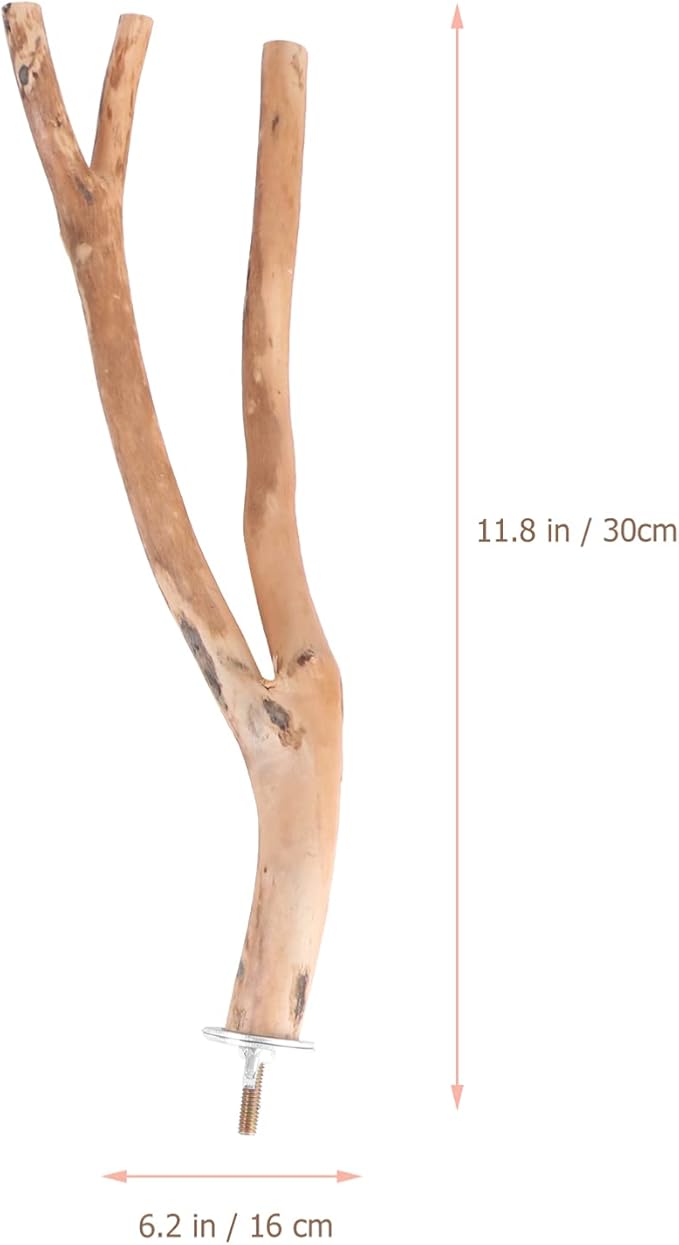 2pcs Bird Parrot Perch Stand Poles, Natural Wooden Parrot Perch for Cage, Branches Fork Rod for Small Parakeets Cockatiels Conure Lovebirds Bird Cage Accessories-PawvioPets